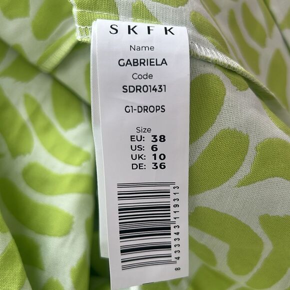 SKFK Gabriela Sleeveless Maxi Dress Green White Front Slit Size 6 Reg. $199 - Picture 10 of 14